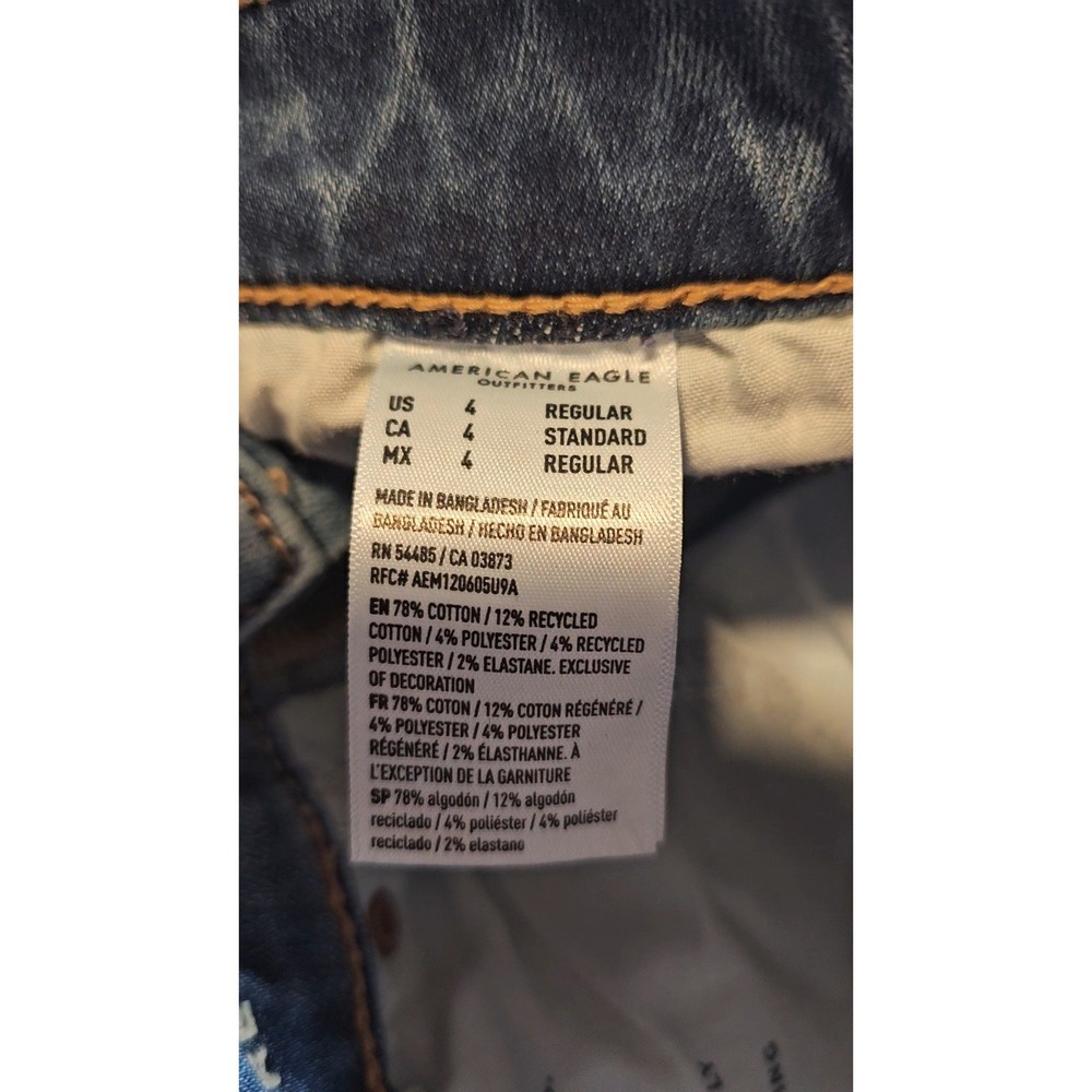 American Eagle Flare Jeans Womens 4 Blue Distressed Super High Rise - Picture 4 of 9